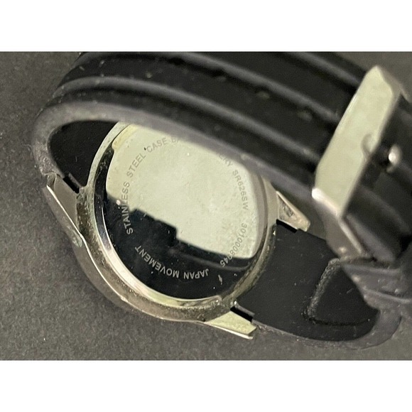 Unlisted Mens Stainless Steel Black Rubber Adjustable Band Mens Watch - Picture 4 of 7